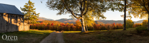 Sunrise Panorama of Peak Foliage and an Old Barn in New Hampshire