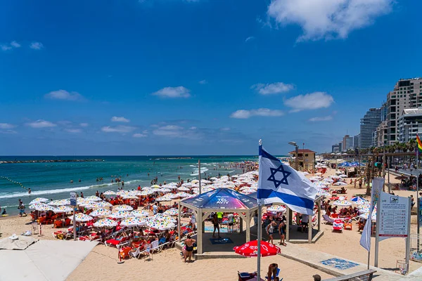 Tel Aviv Israel Magen David over Banana Beach